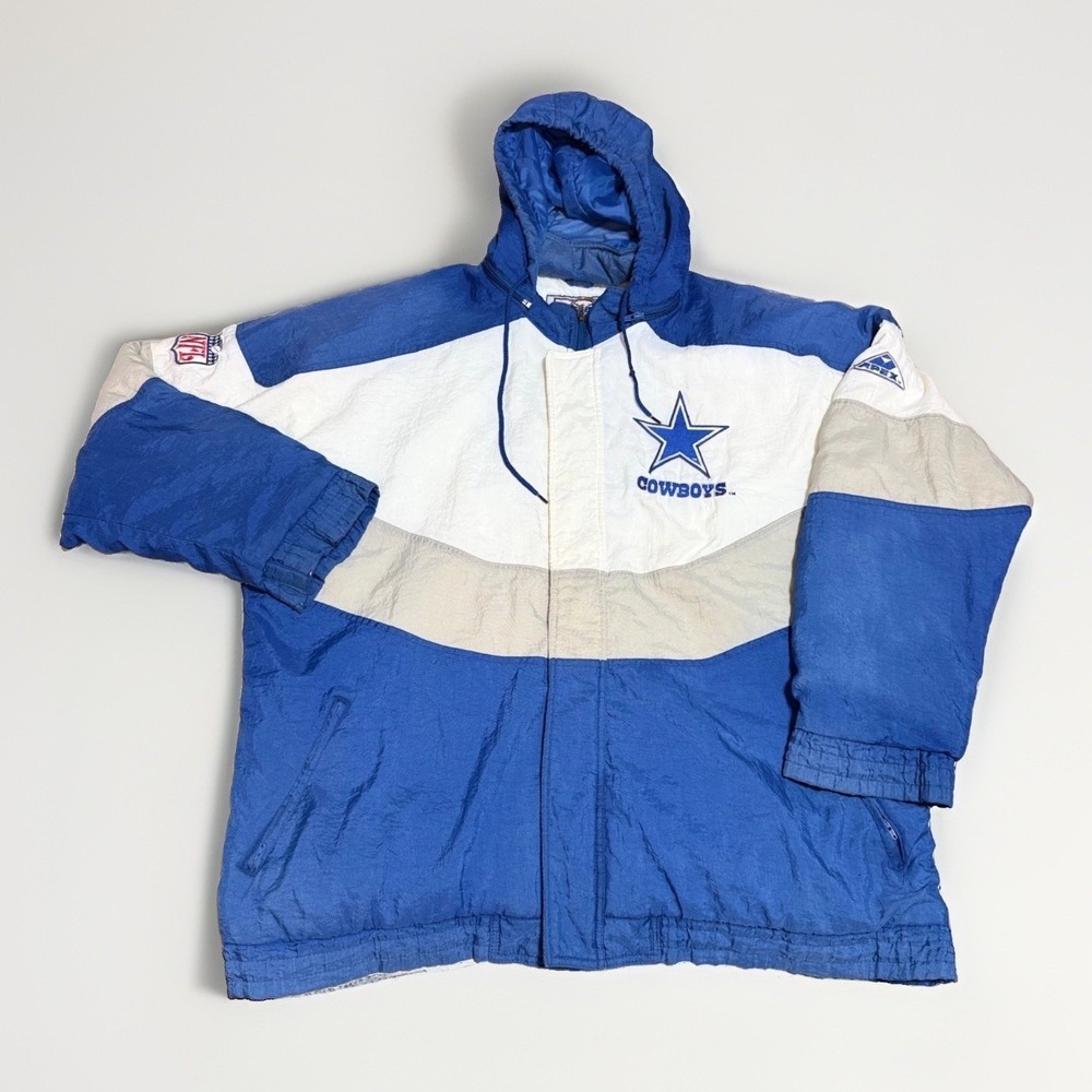 Apex One Dallas Cowboys Jacket XL Vintage NFL Pro Line Blue White Nylon Puffer